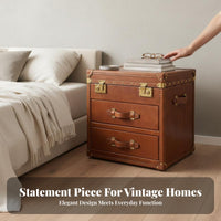 Suitcasetype End Table Vintage Design Bedside Nightstand Distressed Finish