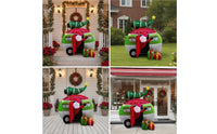 Outdoor Inflatable Van with Christmas Tree Lighted Inflatable Recreational Vehicle with Santa Giant Yard Decoration LED for Lawn, Garden, Driveway