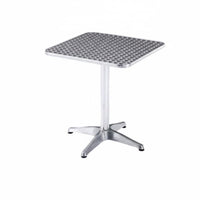Industrial Look Folding Chair and Pedestal Table Retro Design Square Table with 4 Chairs Sturdy Construction Restaurant Dining Set Space-Saving for Cafe Owners, Homeowners, Snack Bar, Diner, Food Court