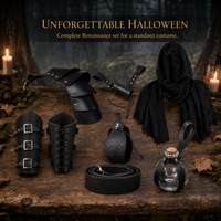 Medieval Renaissance Knight Hooded Cloak Cosplay Costume Set