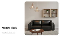 Matte Finish 3-Piece Black Minimalist Couch Set Modern Design 3-Piece Couch and Chair Set Easy to Clean Office Furniture Sturdy Frame for Businesses, Clients, Reception Area, Business Meeting Space, Waiting Room