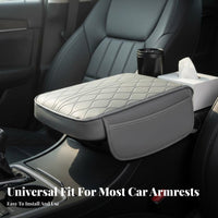 Car Armrest Cushion with Storage Pockets Quilted Car Armrest Pad with Storage Pockets Soft for Commuters