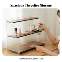 Large Capacity Tiered Display Case with Drawers Transparent Design Cosmetic Organizer Multi-Compartment Vanity organizer Space Saving for Makeup lovers, cosmetic Professionals, Dressing Table, Desktop, Bedroom, Bathroom Counter