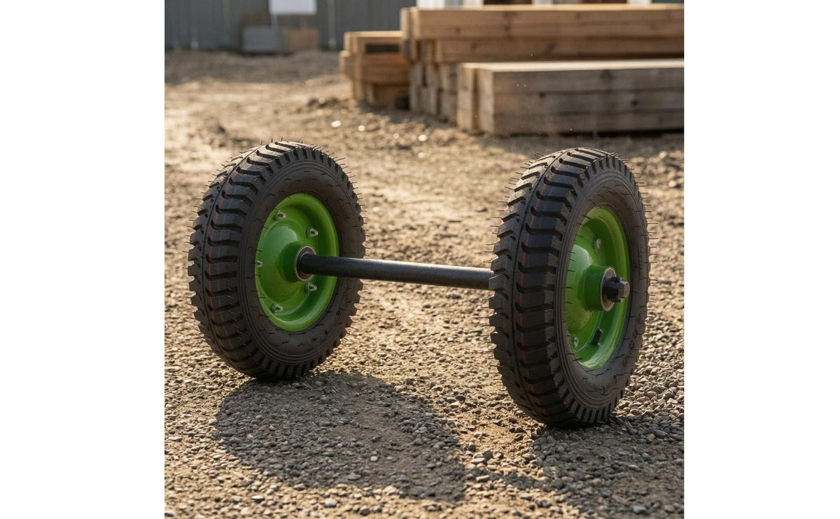 Industrial Inflatable Rubber Wheel Assembly Heavy-Duty Paired Wheel Axle Set