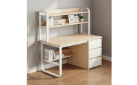Study Desk with Storage Shelves Multi-Functional Desk with Bookshelf Space-Saving Computer Workstation for Students, Bedroom