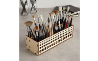 67 Holes Paint Brush Rack Detachable Wooden Brush Stand DIY Paintbrush Stand Natural Wood Finish for Painting Workshop