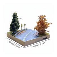 1:64 Scale Autumn Road Diorama Handmade Miniature Autumn Street Scene Realistic Details Hobby Supply for Desktop