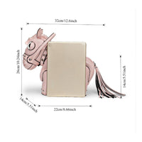 3D Design Horse-Shaped Bag Black Edge Piping Novelty Horse Handbag Adjustable Strap Novelty Shoulder Bag Studded