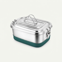 Stainless Steel Lunch Box, Double Layer Lunch Box for Students, Food Grade 304 Stainless Steel Lunch Box, Large Capacity Steel Lunch Box for Work