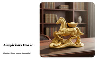Chinese Astrological Horse Figurine Symbol of Success Running Horse with Wealth Ingot Intricate Details for Business Owners, Living Room, Office