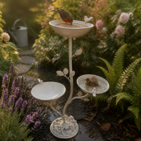Outdoor Cast Iron Bird Feeder with 3 Trays and Pedestal for Garden Patio Decor