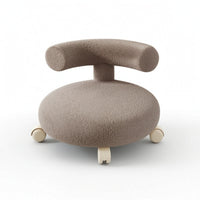 Boucle Stool with Wheels Upholstered Rolling Stool Mobile Ottoman for Kids, Bedroom