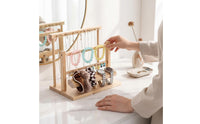 Jewelry Organizer with Hooks Wooden Countertop Jewelry Organizer Space-Saving for Women
