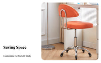 Height Adjustable Armless Low-Back Roller Chair Five-Star Base Armless Rolling Stool Thick Cushion Swivel Seat Space Saving for Students, Home Users, Adults, Study Room, Small Areas, Bedroom, Vanity