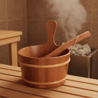 Traditional Design 4L Sauna Pail Sturdy Sauna Pail and Ladle Set Natural Wood Grain Red Cedar Ladle Set Fragrant for Steam Room