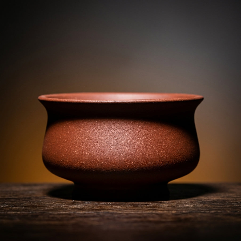 Home Decoration Plant Pots for Indoor Plants, Yixing Zisha Bonsai Pot for Home Office, Small Unglazed Round Vessel with 10cm Base, 7cm Height