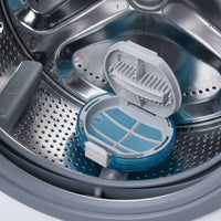Plastic Frame Washing Machine Filter Net Translucent Blue Round Filter Net Clip Latch Washing Machine Lint Catcher Ribbed Underside