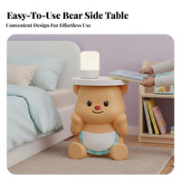 Creative Styling Bear-Shaped Storage Cabinet Original Design Bedside Storage Cabinet Multifunctional Nightstand Built-in Bluetooth Speaker for Children, Toddlers, Homeowners, kid's Room, Nursery, Playroom