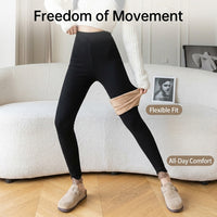Thermal Leggings for Women with Fleece Lining for Winter Cold Weather, Soft Blend with Lace Trim Detail, Elastic Waistband