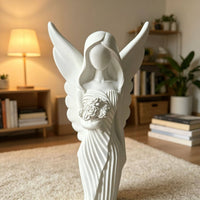 White Angel Figurine Tabletop Angel Figurine with Wings Resin Sculpture Decorative for Collectors, Shelf