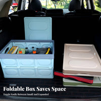 Multiple Compartments Foldable Multi-Compartment Box Large Capacity foldable storage carrier Container sturdy Trunk Organizer Reinforced Handles for auto Owners, Families, Commuters, Vehicle Interior, Shopping journeys, Camping