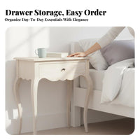 Bedside Storage Unit Distressed Finish Single-Drawer Accent Cabinet Vintage design Retro Design for Bedroom, Entryway, Hallway