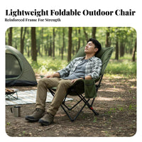 Adjustable rear supportrest Padded Reclining Camp Chair Foldable Design Padded Highspine support Recliner durable Duty Camping Seat Carry Bag Included for Campers, Seniors, Anglers, resting, Fishing, rear supportyard, Patio