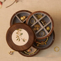 Vintage Rotating Jewelry Box Velvet-Lined Jewelry Box with Compartments Elegant Stylish for Dresser