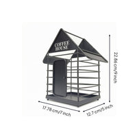 House-Shaped Coffee Capsule Small Basket Front Door Wire Coffee Organizer Sturdy Capsule Basket