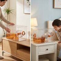 Large Hamster Cage with built-in Silent Exercise Wheel, Transparent Hamster Habitat, Portable Syrian Hamster Cage Case