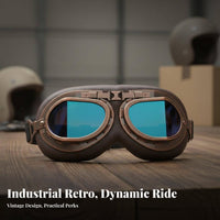 Retro Motorcycle Goggles Windproof Vintage Motorcycle Goggles Sandproof Particles Proof for Cyclists, Unpaved Driving