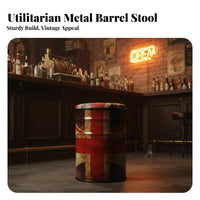 Oil Drum Stool Retro Design Ottoman with Industrial Design Indoor Furniture for Homeowners, Students, Man Cave, Restaurant, Entryway