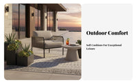 Nordic Design Woven Rope Armchair Weather Resistant Cushioned Woven Armchair Waterproof Outdoor Furniture Minimalist Aesthetic for Homeowners, Hotel Managers, Hospitality Professionals, Balcony, Courtyard, Backyard, Poolside