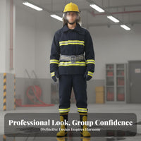 6 Pieces Heat Insulating 6 Piece Firefighter Suit Reflective Strips Retardant Firefighter Outfit Waterproof Fire Protection Clothing Breathable Material for Firefighters, Safety Trainees, Firefighting, Industrial Sites