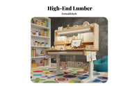 Child's Writing Table with Chair Wooden Student Writing Desk with Hutch Ergonomic Height Adjustable Homework Station Built-in Lamp Suitable for Kids Study Room Home School