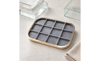 Aluminum Alloy 12-Compartment Jewelry Tray Rounded-Rectangle Flocked Jewelry Tray