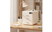 Desktop Drawer Cabinet Lockable Storage Cabinet with Lock Milky White Document Storage Box with Drawers for Office