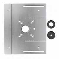 Engraved Measurement Markings Router Plate with Insert Rings Pre-Drilled Mounting Holes Aluminum Router Insert Plate Slotted Openings Power Tool Accessory Raised Side for Woodworking Shop