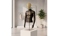 Male Display Mannequin Glossy Male Mannequin Stable Dress Form with Metal Stand for Boutiques, Tailors, Clothing Store, Garment Fitting