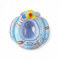 Cartoon-Printed Airplane Pool Inflatable Safe Airplane Inflatable with Seat Comfortable Swim Ring Long-Lasting for Toddlers, Kids, Children, Beach