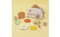Wooden Pretend Breakfast Appliance Printed Symbols Toy Breakfast Set Smooth Painted Wooden Toy