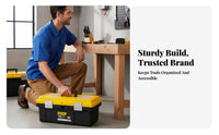 Toolbox with Removable Tray Secure Compartment Organizer Box Stackable