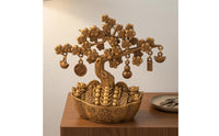 Boat Base Tree Ornament Compact Vintage Gilded Tree Ornament Textured Trunk Table Decor