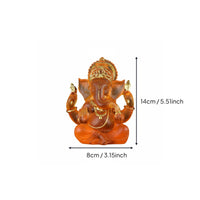 Retro Design Resin Elephant God Figurine Gold Accents Ganesha Statue Artisanal Look Indian God Sculpture for Meditation Room, Mindfulness Studio, Office Desk, Car Dashboard