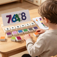 Hands-on Wooden Math Toy Child-Led Wooden Toy with Cards Colorful Number Blocks Preschool for Tabletop, Home Study