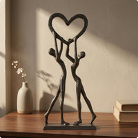 Cast Iron Figurine Anniversary Gift Metal Couple Figurine Handcrafted Romantic Iron Statue for Couples