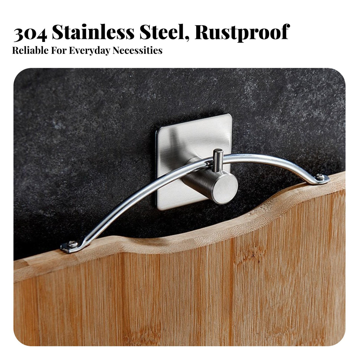 Stainless Steel Sticky Hook No Required Wall Hook Rustproof Drill Wall Hanger for Homeowners, Students