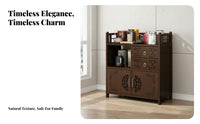 Space Saving Chinese Design Tea Cabinet Stable and Sturdy Living Room Tea Stand Guardrail Design Chinese Design Display Shelf Polished Finish for Home Decorators, Collectors, Book Readers, Study, Office