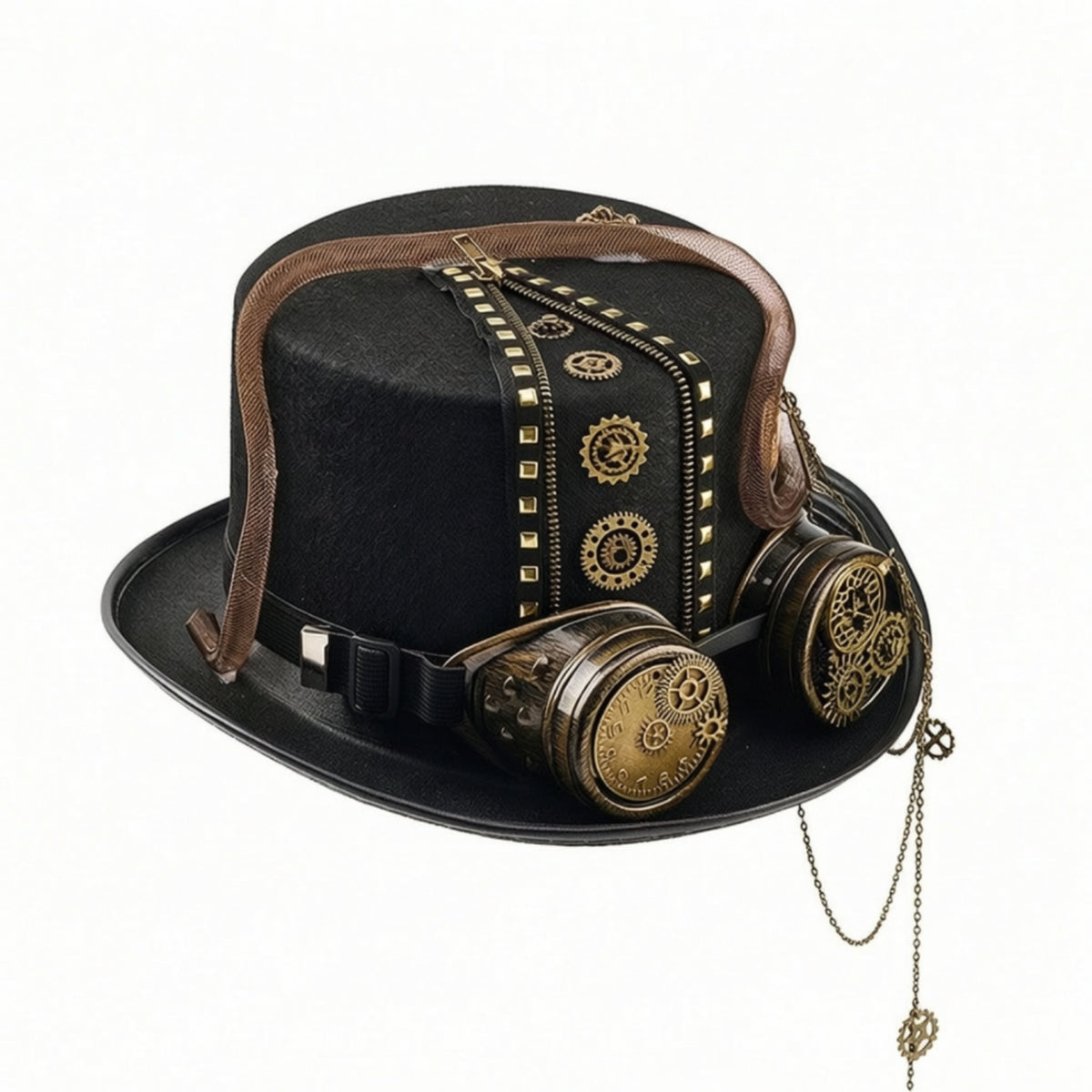 Steampunk Hat with Goggles Costume Top Hat with Goggles Masquerade Headwear for Cosplayers