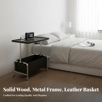 Space Saving Movable Sofa Side Table Multi-Purpose Mobile Bedside Table 360° Rotating Casters 2-Tier Utility Cart Modern Design for Apartment Dwellers, Homeowners, Students, Small Areas, Living Room, Bedroom, Away Ice
